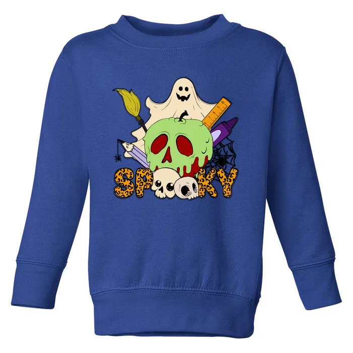 Funny Spooky Season Retro Spooky Teacher Halloween Costume Gift Toddler Sweatshirt