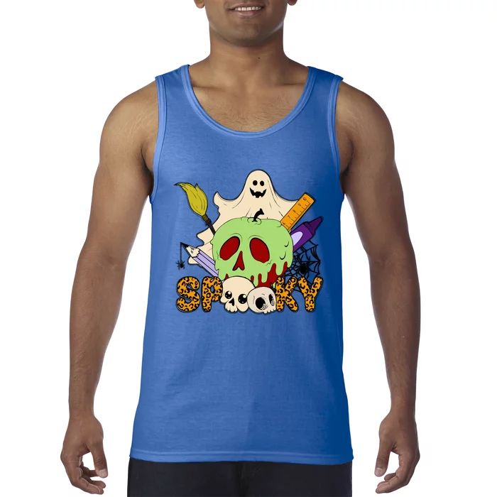 Funny Spooky Season Retro Spooky Teacher Halloween Costume Gift Tank Top