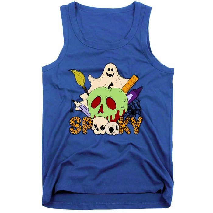 Funny Spooky Season Retro Spooky Teacher Halloween Costume Gift Tank Top