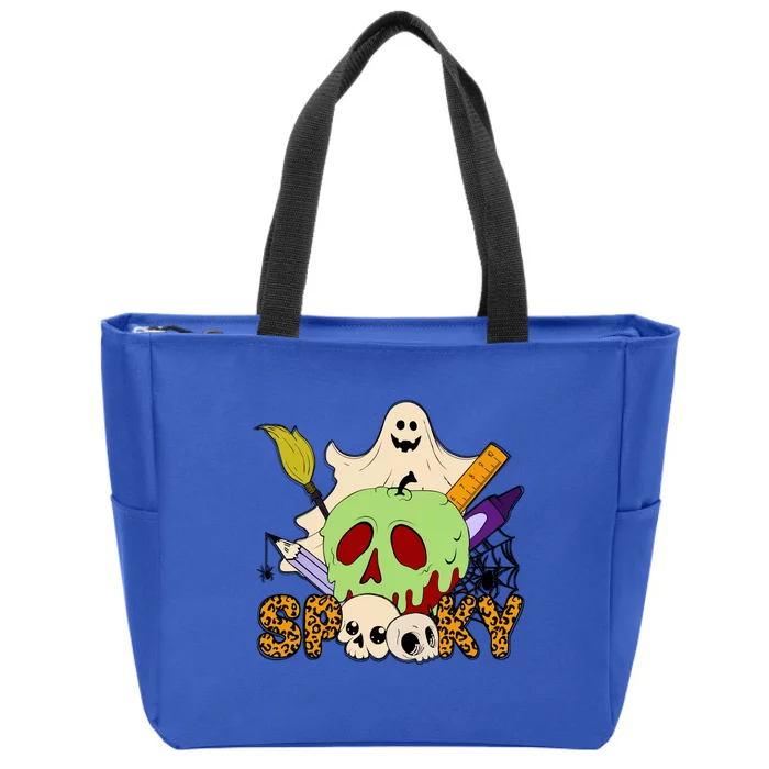 Funny Spooky Season Retro Spooky Teacher Halloween Costume Gift Zip Tote Bag