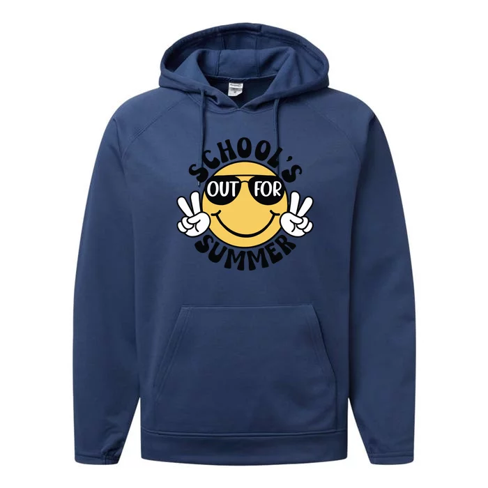 Funny Smiley Schools Out For Summer Performance Fleece Hoodie