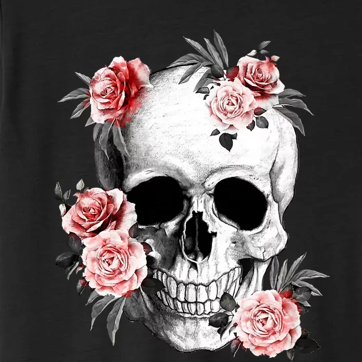 Floral Sugar Skull Rose Flowers Mycologist Gothic Goth ChromaSoft Performance T-Shirt