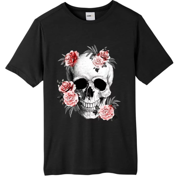 Floral Sugar Skull Rose Flowers Mycologist Gothic Goth ChromaSoft Performance T-Shirt