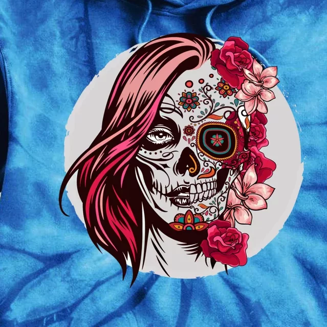 Floral Sugar Skull Day Of The Dead Gift Tie Dye Hoodie