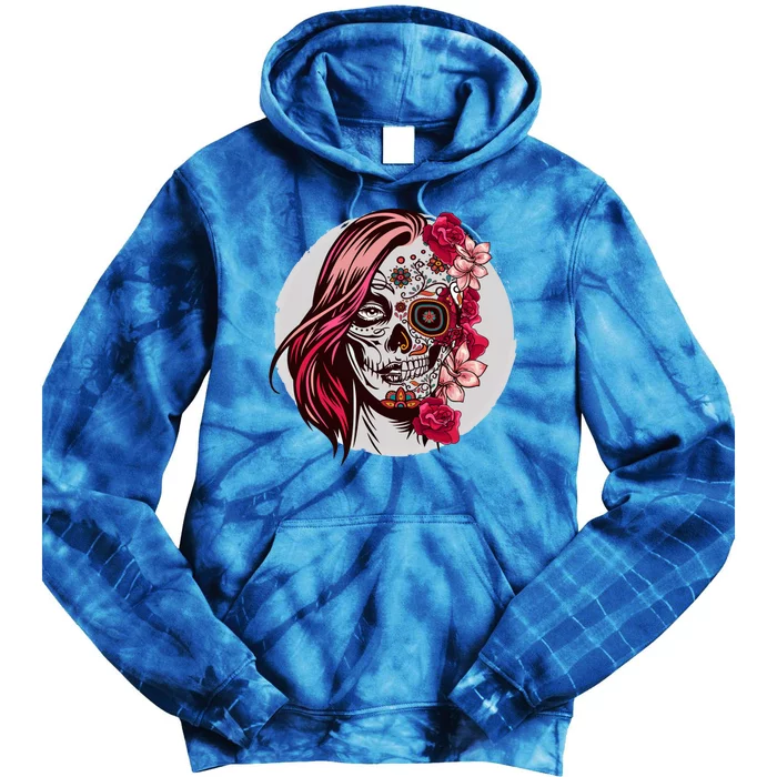 Floral Sugar Skull Day Of The Dead Gift Tie Dye Hoodie