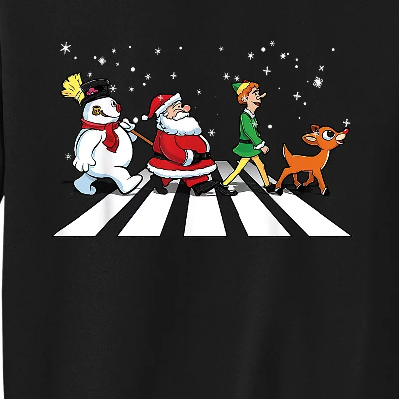 Funny Santa Snowman Elf Reindeer Christmas Abbeys Road Tall Sweatshirt