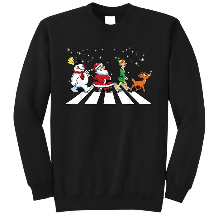 Funny Santa Snowman Elf Reindeer Christmas Abbeys Road Tall Sweatshirt