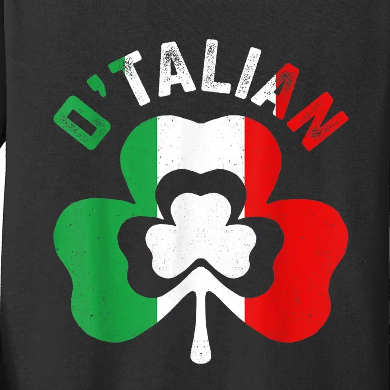 Funny St Saint Patricks Day Irish Italian O'talian Kids Long Sleeve Shirt