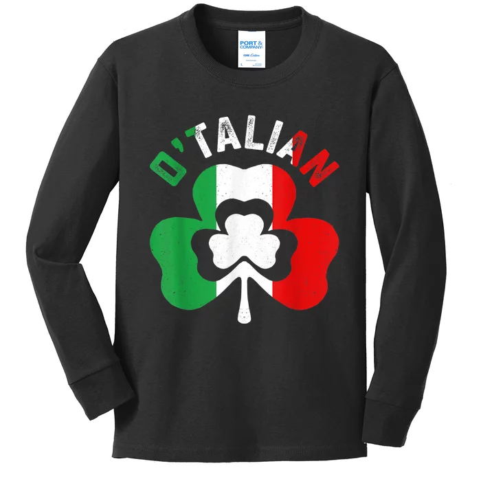 Funny St Saint Patricks Day Irish Italian O'talian Kids Long Sleeve Shirt