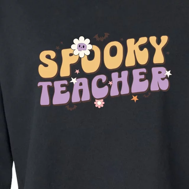 Funny Spooky Season Retro Spooky Teacher Halloween Gift Cropped Pullover Crew