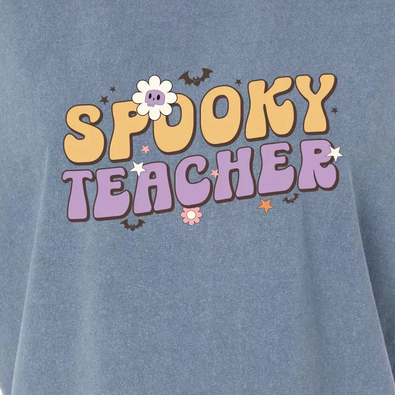 Funny Spooky Season Retro Spooky Teacher Halloween Gift Garment-Dyed Women's Muscle Tee