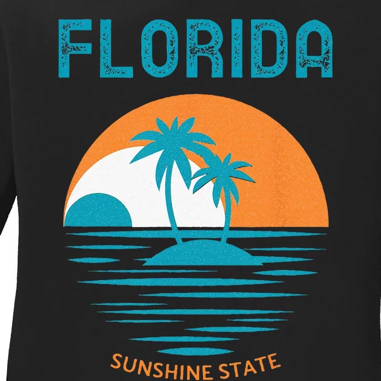 Florida Sunshine State Novelty Design Ladies Long Sleeve Shirt