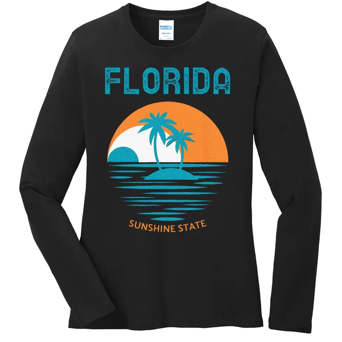 Florida Sunshine State Novelty Design Ladies Long Sleeve Shirt