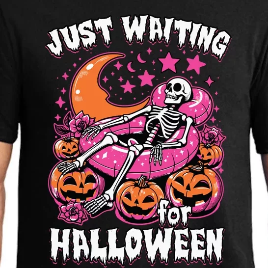 Funny Summerween Skeleton Just Waiting For Halloween Gift Pajama Set