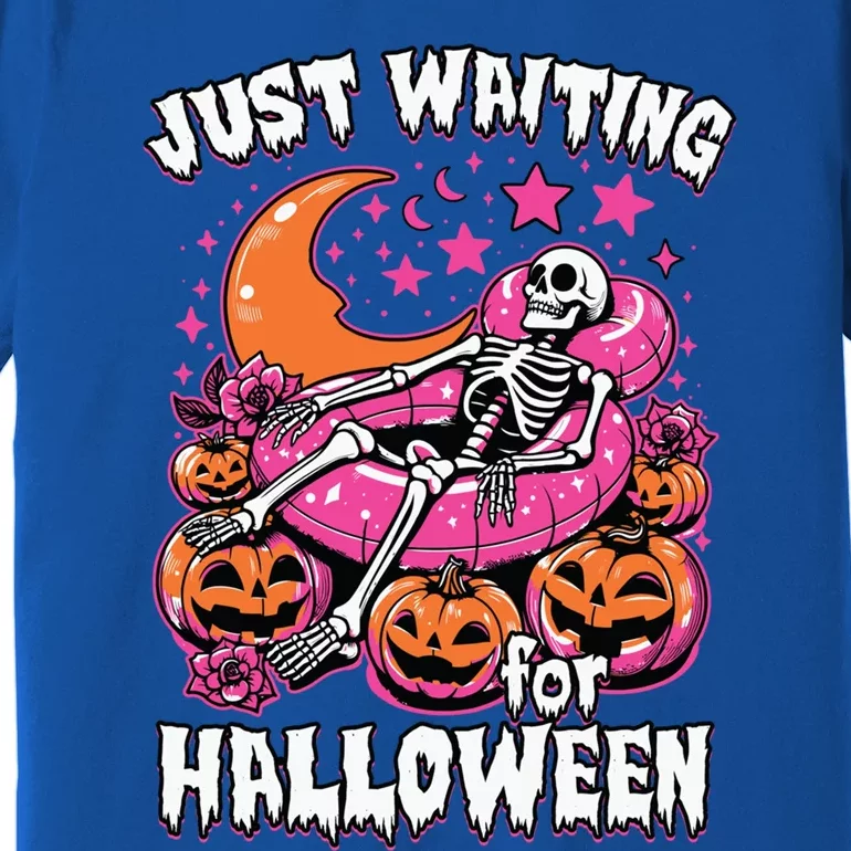 Funny Summerween Skeleton Just Waiting For Halloween Gift Premium T-Shirt