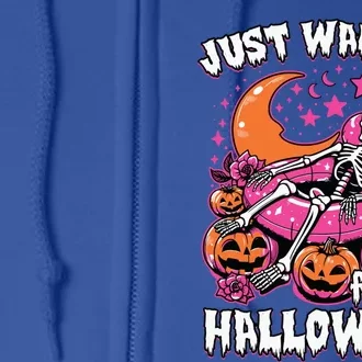 Funny Summerween Skeleton Just Waiting For Halloween Gift Full Zip Hoodie