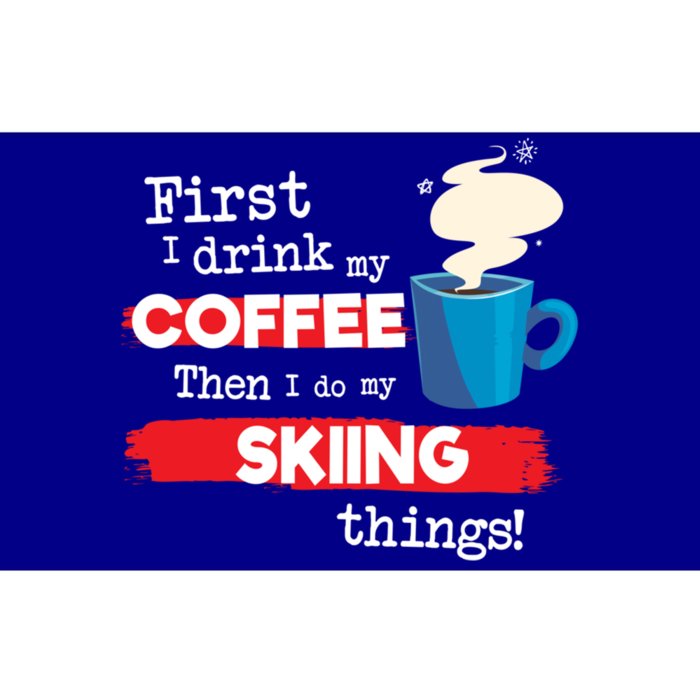 Funny Skiing Skier Saying But First Coffee Phrase Gift Bumper Sticker