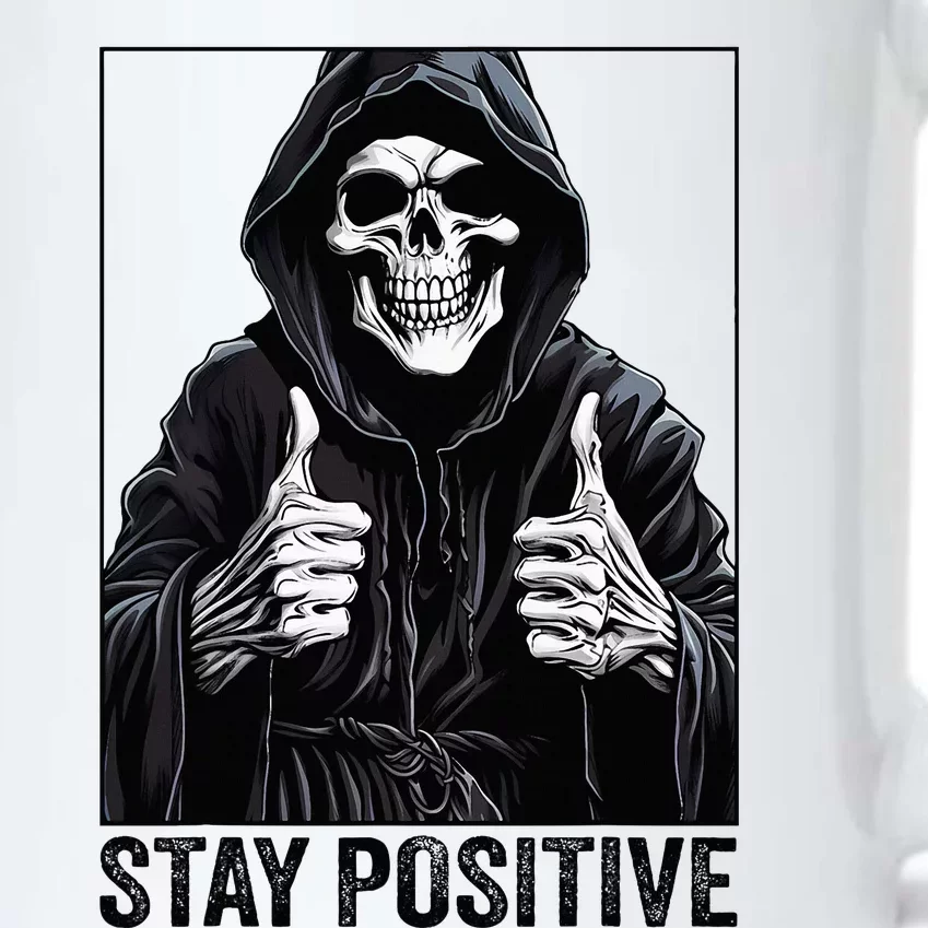 Funny Skull Stay Positive Skeleton Halloween Motivational Black Color Changing Mug