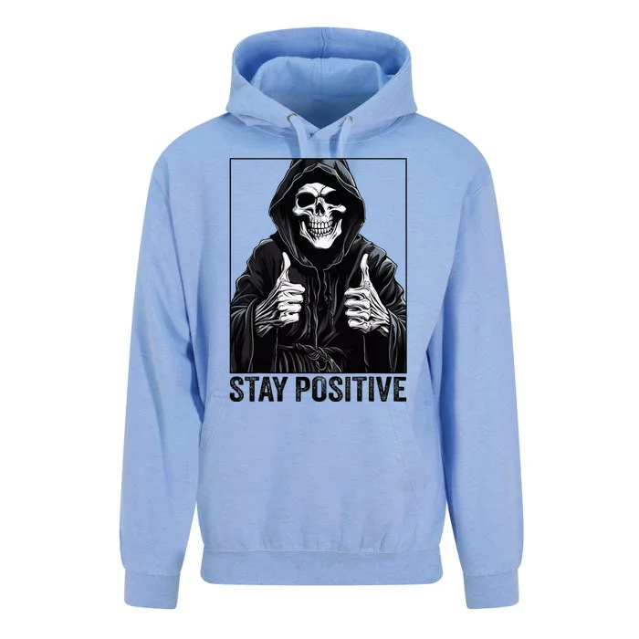 Funny Skull Stay Positive Skeleton Halloween Motivational Unisex Surf Hoodie