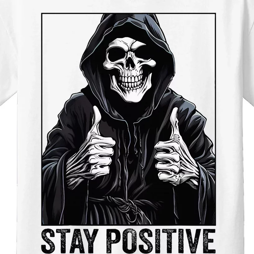 Funny Skull Stay Positive Skeleton Halloween Motivational Kids T-Shirt