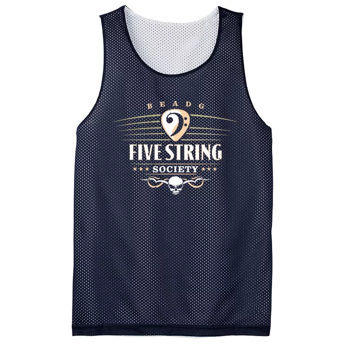 Five String Society For 5 String Bass Guitar Players Mesh Reversible Basketball Jersey Tank