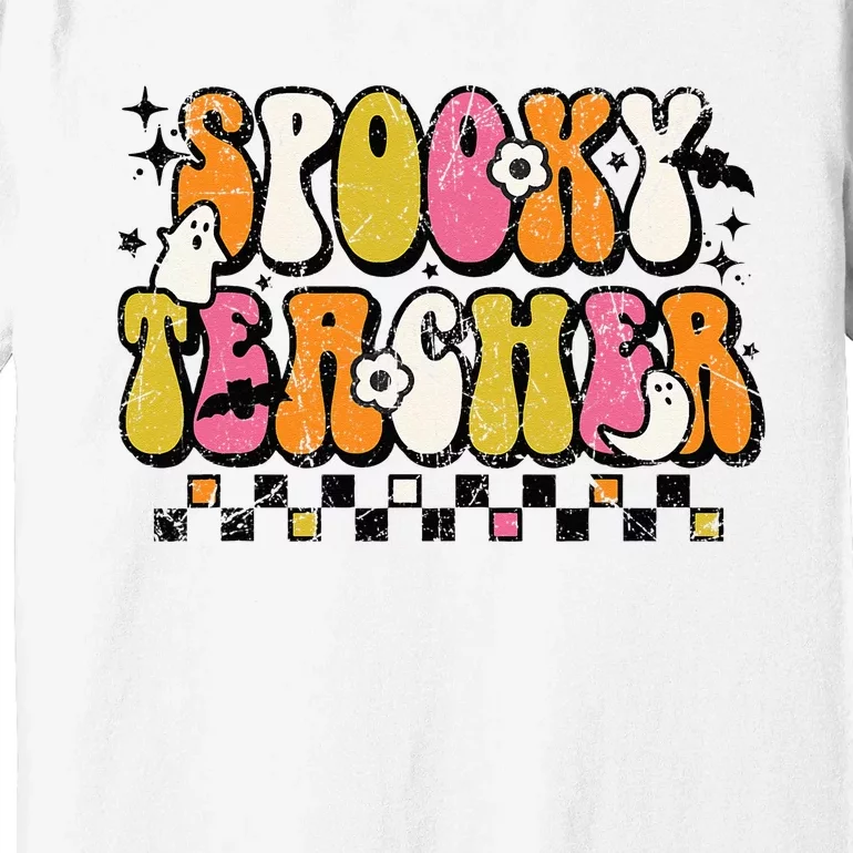 Funny Spooky Season Retro Spooky Teacher Halloween Costume Premium T-Shirt