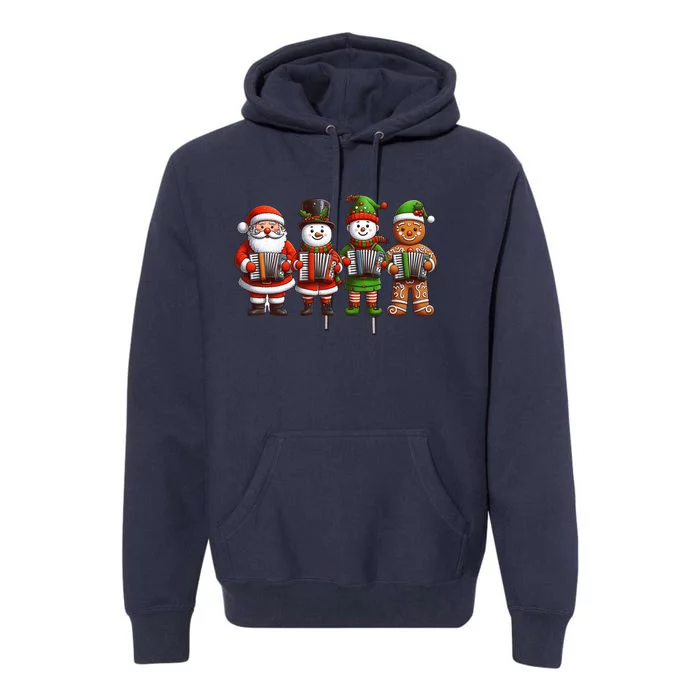 Funny Santa Snowman Elf Accordion Christmas Womenss Premium Hoodie