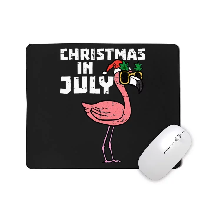 Flamingo Santa Sunglasses Christmas In July Cute Summer Xmas Mousepad