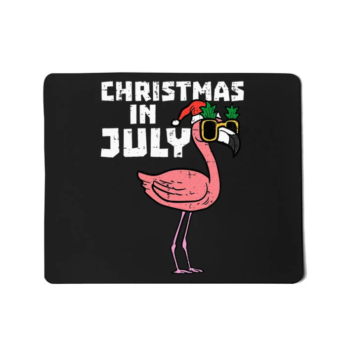 Flamingo Santa Sunglasses Christmas In July Cute Summer Xmas Mousepad