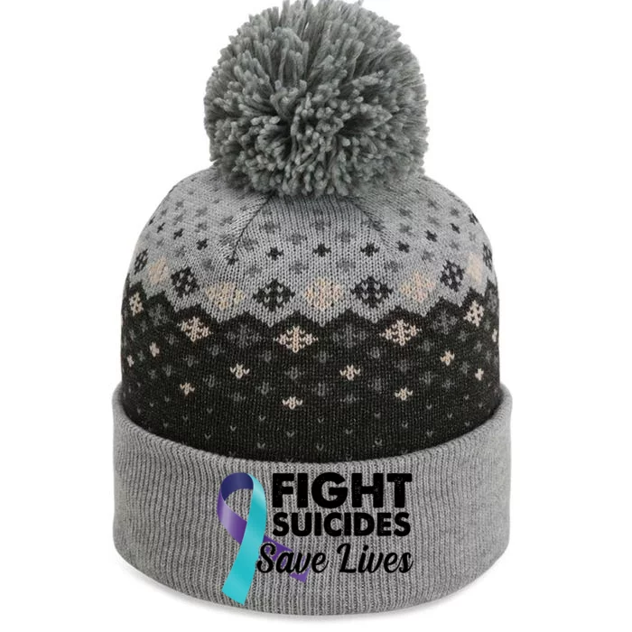 Fight Suicides Save Lives Ribbon Awareness The Baniff Cuffed Pom Beanie