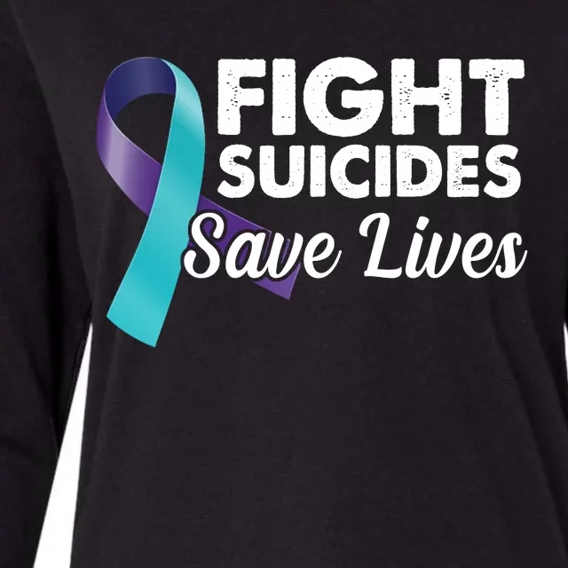 Fight Suicides Save Lives Ribbon Awareness Womens Cotton Relaxed Long Sleeve T-Shirt