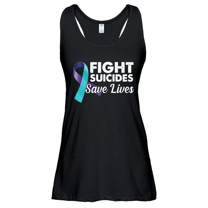 Fight Suicides Save Lives Ribbon Awareness Ladies Essential Flowy Tank