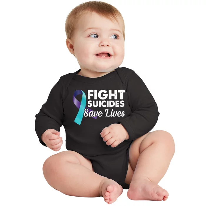 Fight Suicides Save Lives Ribbon Awareness Baby Long Sleeve Bodysuit