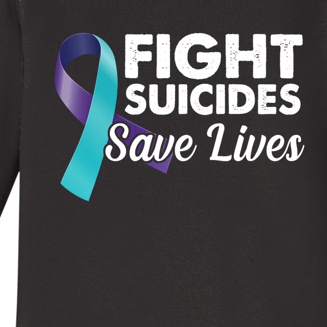 Fight Suicides Save Lives Ribbon Awareness Baby Long Sleeve Bodysuit