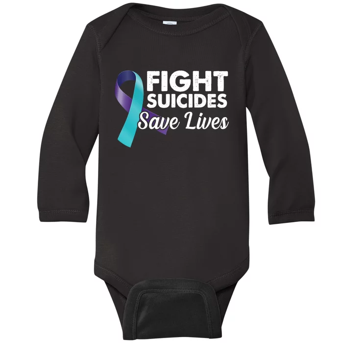 Fight Suicides Save Lives Ribbon Awareness Baby Long Sleeve Bodysuit