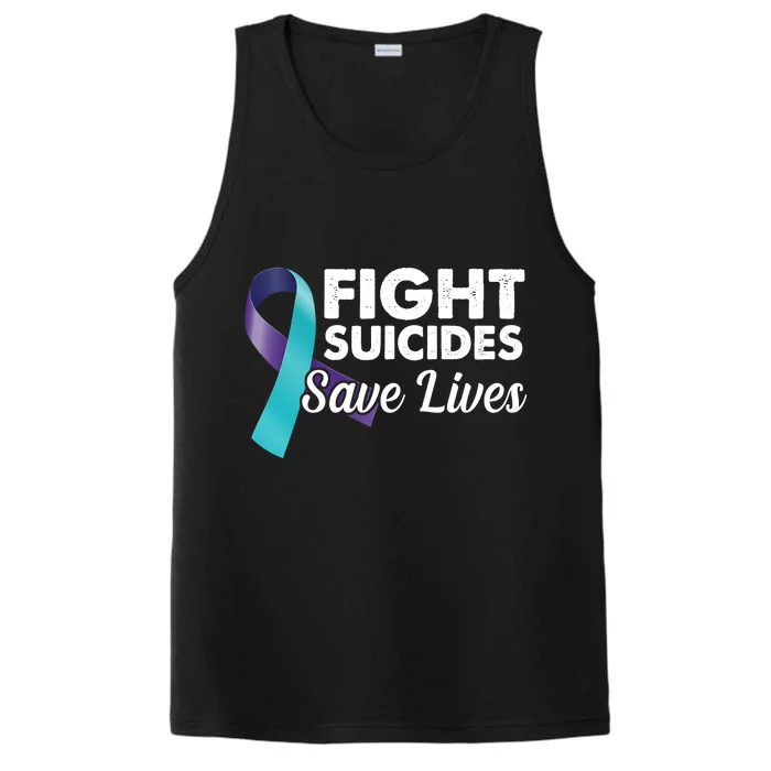 Fight Suicides Save Lives Ribbon Awareness Performance Tank