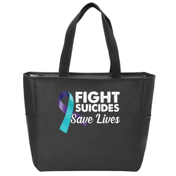 Fight Suicides Save Lives Ribbon Awareness Zip Tote Bag