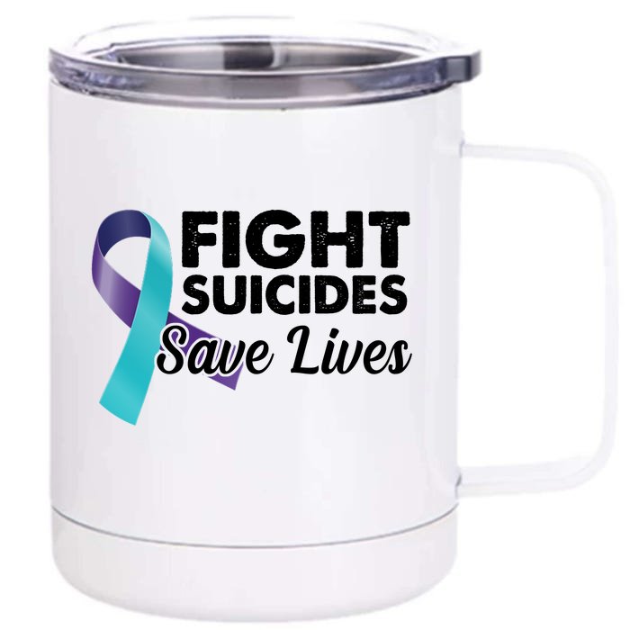 Fight Suicides Save Lives Ribbon Awareness Front & Back 12oz Stainless Steel Tumbler Cup