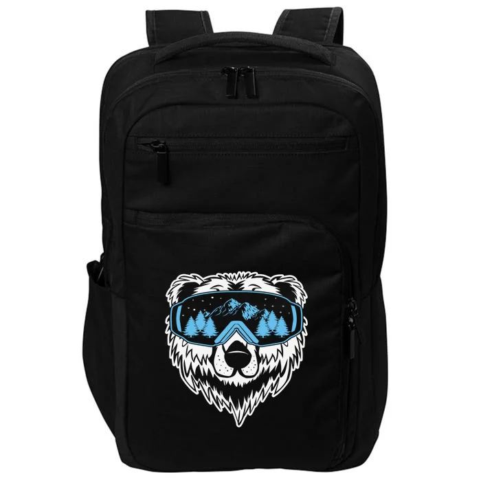 Funny Skiing Snow Ski Bear Snowboard Gift Impact Tech Backpack