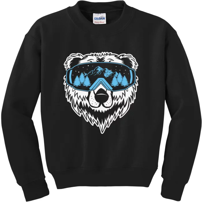 Funny Skiing Snow Ski Bear Snowboard Gift Kids Sweatshirt