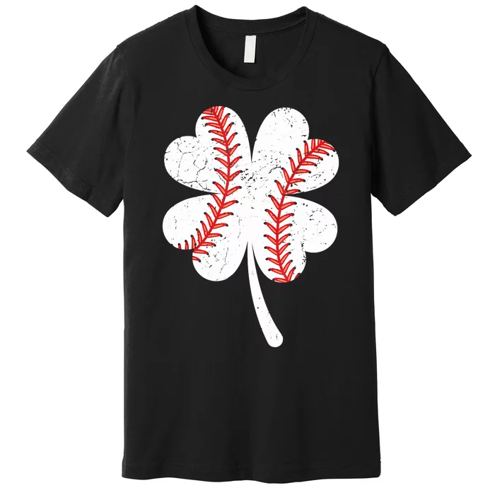 Funny Saint St Patricks Day Baseball Irish Shamrock Ireland Premium T-Shirt