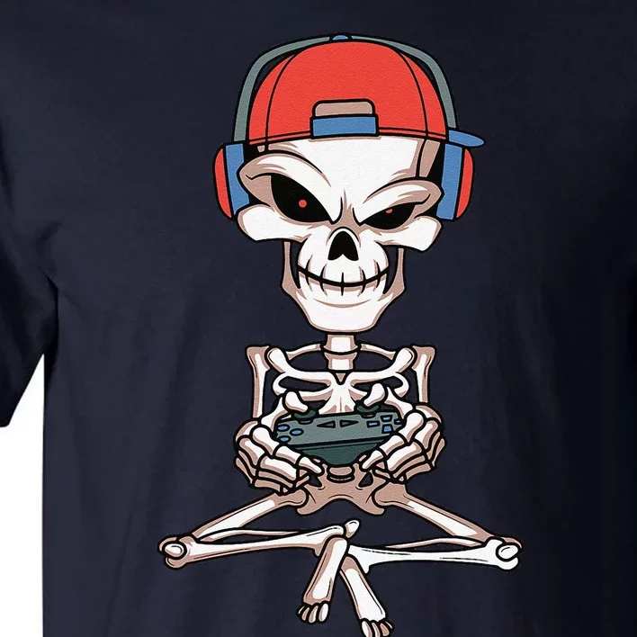 Funny Skeleton Skull Video Gamer Halloween Tall T-Shirt