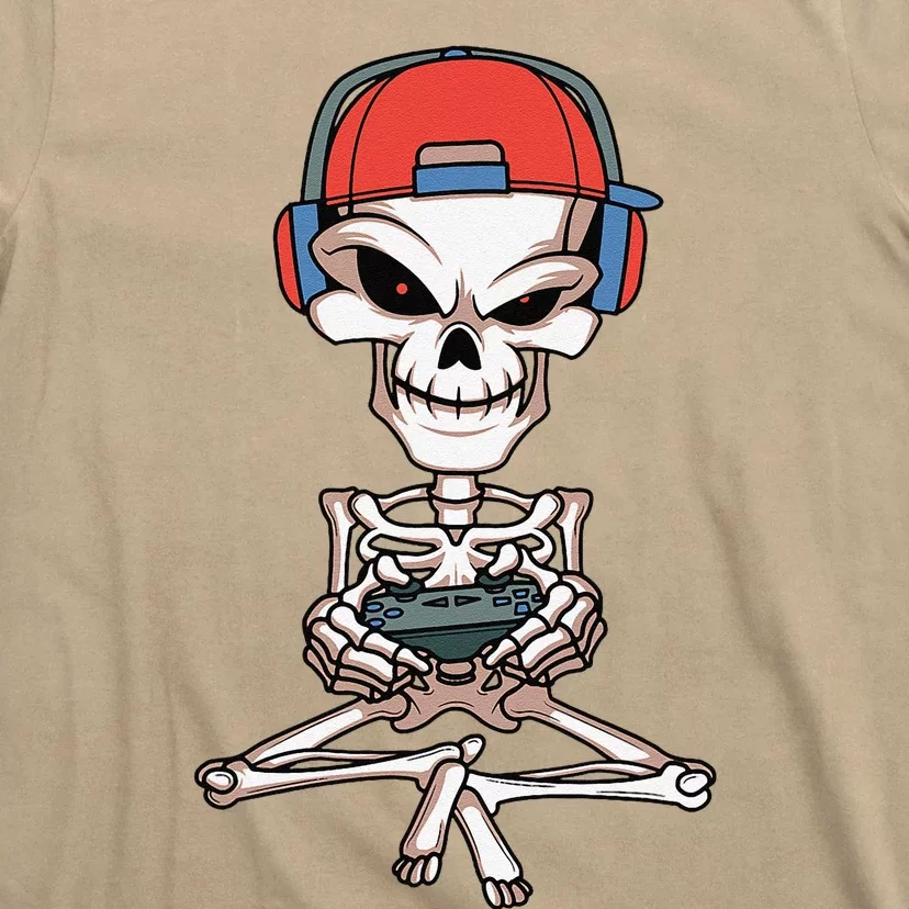 Funny Skeleton Skull Video Gamer Halloween T-Shirt