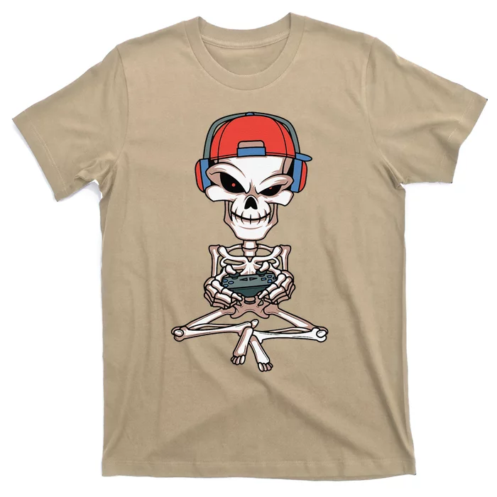 Funny Skeleton Skull Video Gamer Halloween T-Shirt