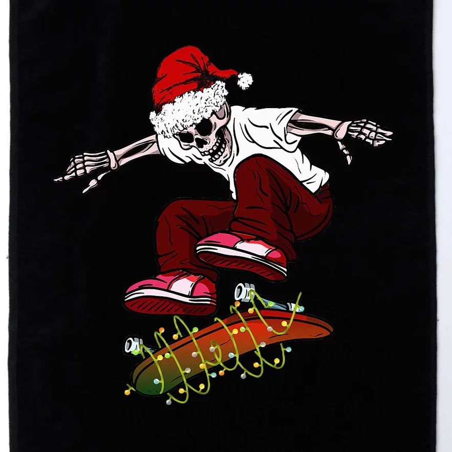 Funny skeleton Skateboard Christmas Pajama santa skateboard Platinum Collection Golf Towel