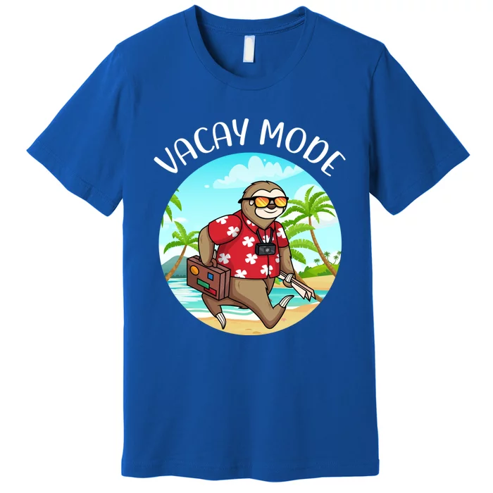 Funny Summer Sloth Sunrise Sunburn Sunset Repeat Vacay Mode Gift Premium T-Shirt