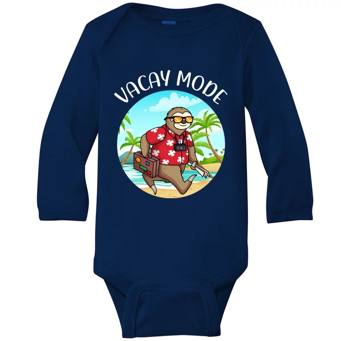 Funny Summer Sloth Sunrise Sunburn Sunset Repeat Vacay Mode Gift Baby Long Sleeve Bodysuit