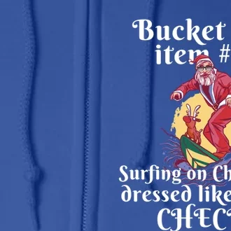 Funny Santa Surfing On Christmas Bucket List At The Beach Gift Full Zip Hoodie