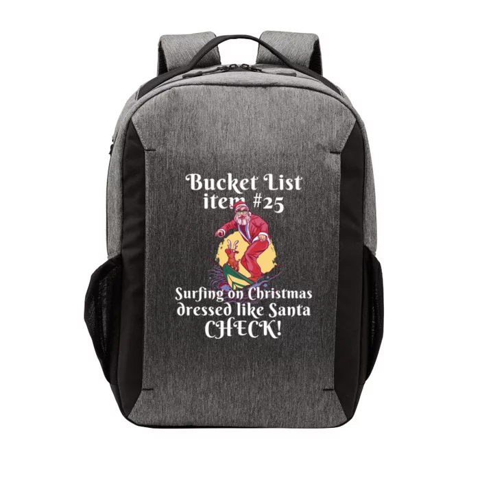 Funny Santa Surfing On Christmas Bucket List At The Beach Gift Vector Backpack