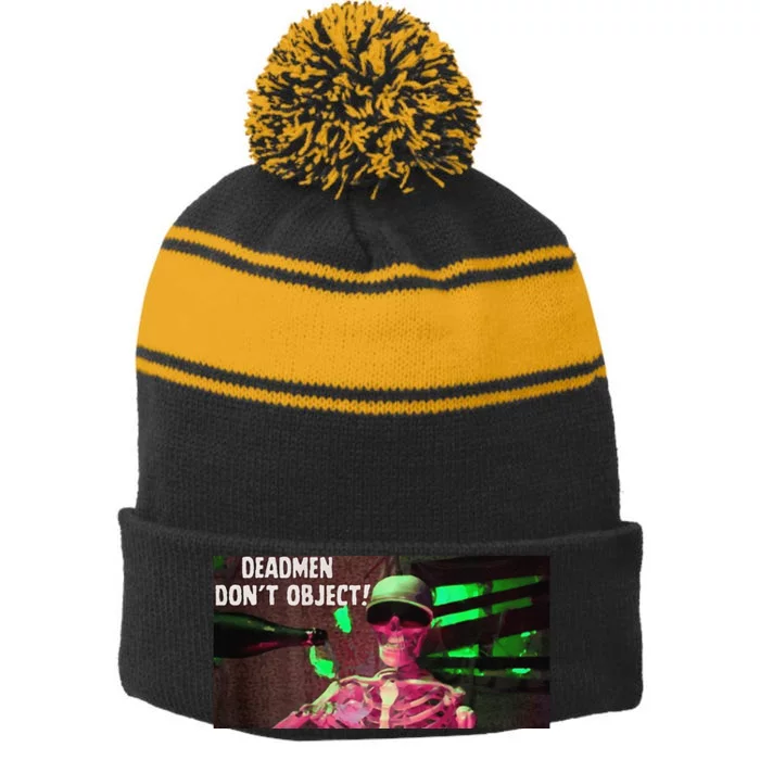 Funny Skull Skeleton Cool Stripe Pom Pom Beanie